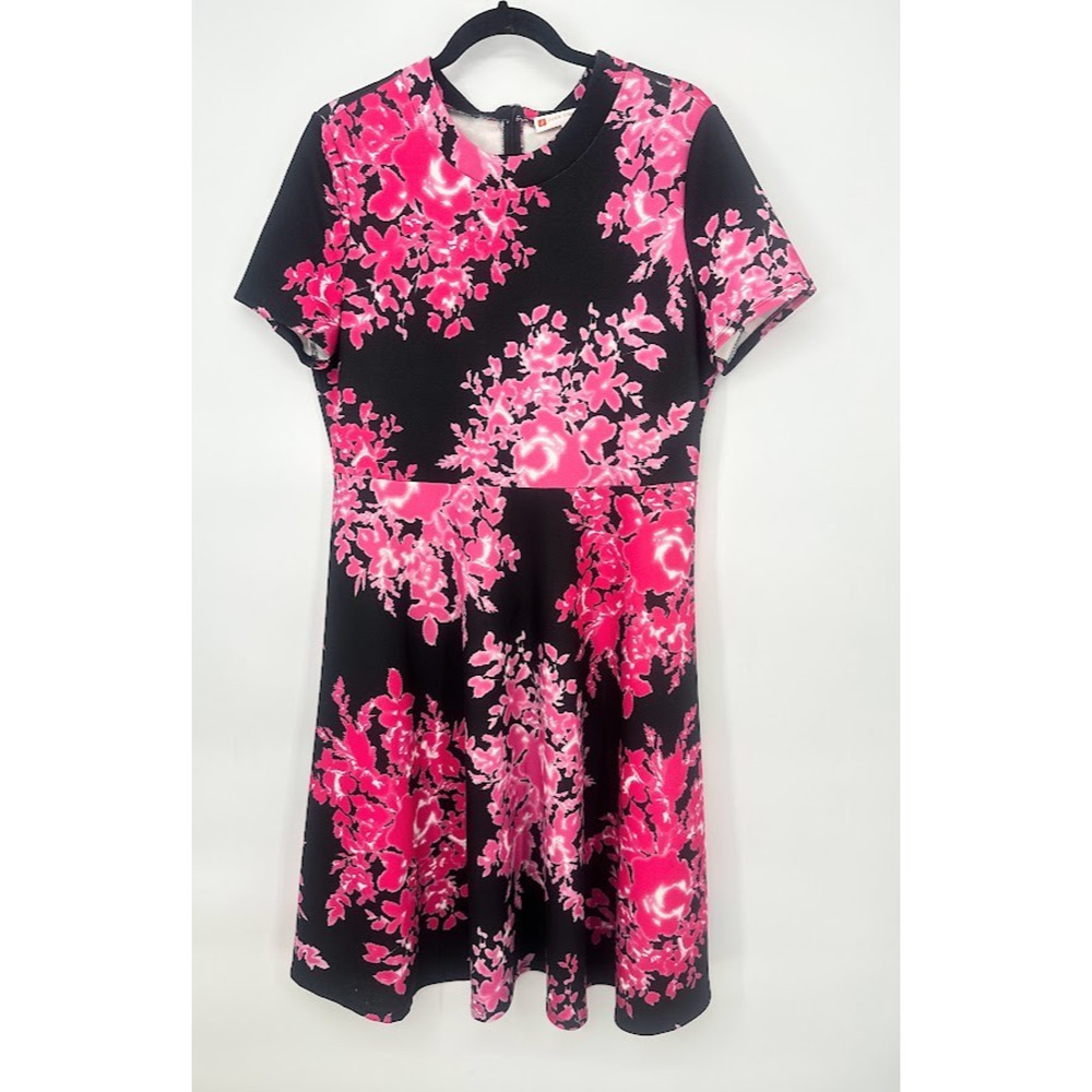 Jude Connally Adalyn Dress Floral Black Pink Career Feminine Size Large USA